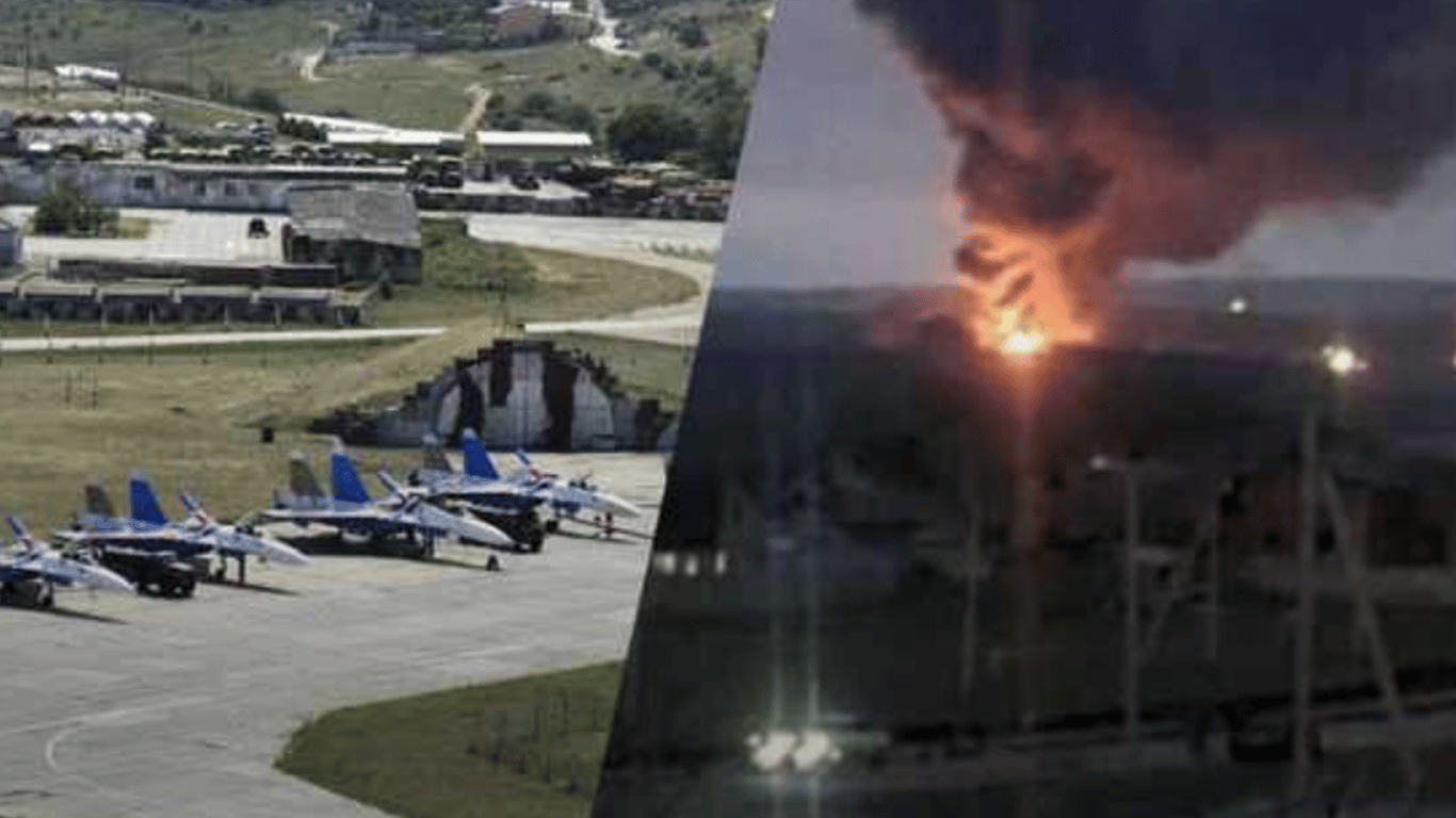 На крупнейшей авиабазе врага в Крыму взрывы (фото, видео)
