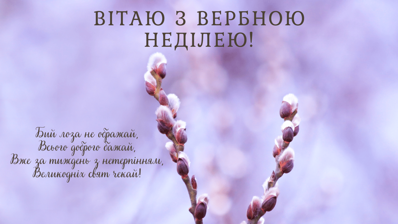 Привітання з Вербною неділею 24 березня у яскравих та щирих листівках