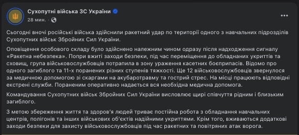 допис про удар