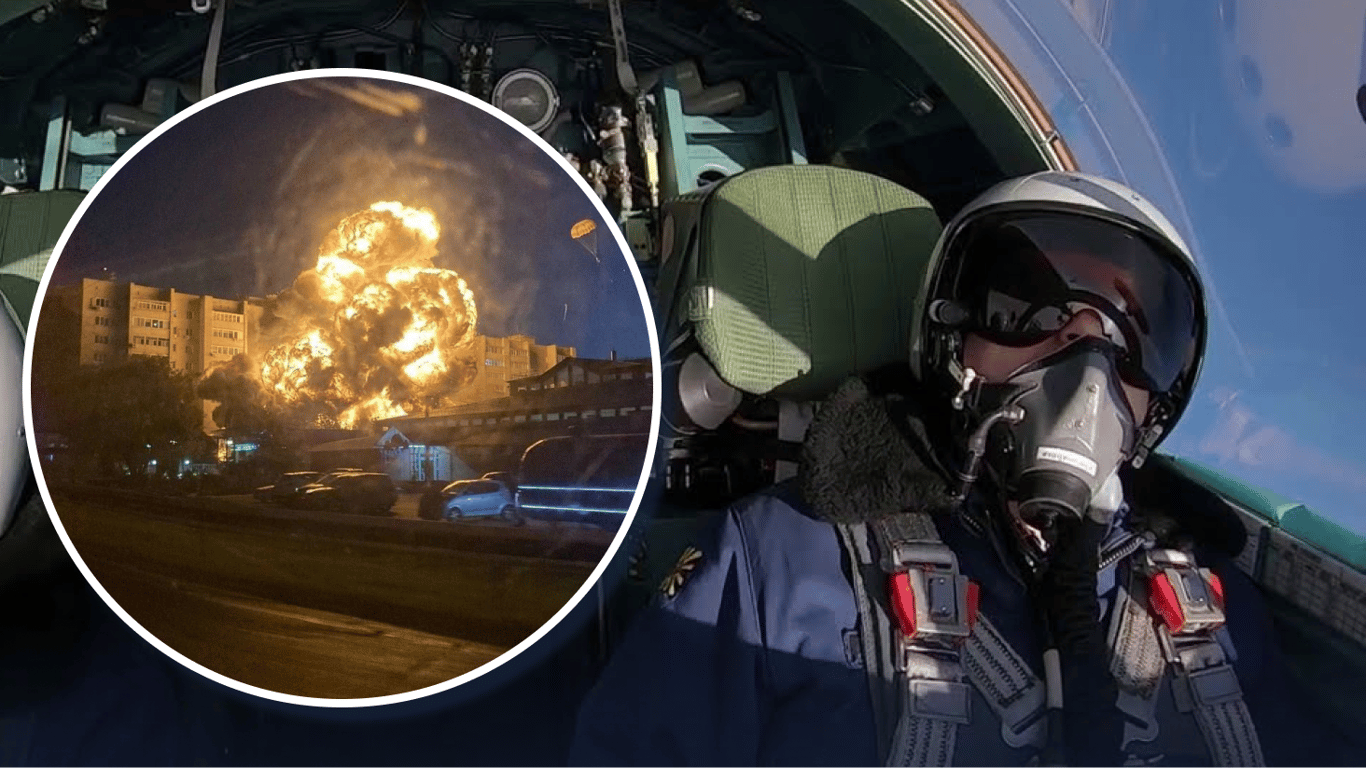 У росії на житловий будинок впав військовий літак: відео потужної пожежі