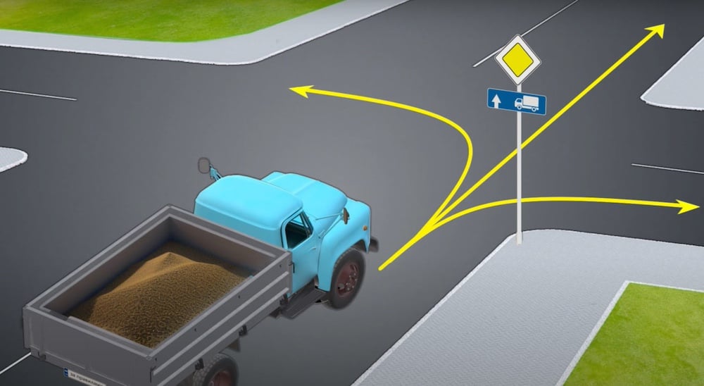Тест з ПДР: які напрямки дозволені вантажівці?