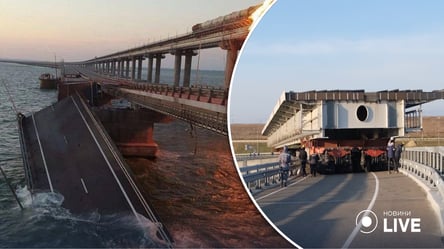 На Кримському мосту окупанти монтують дорожній проліт, який пішов під воду - 285x160