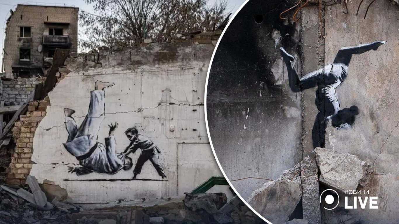 Художник Banksy опубликовал видео с картинками, сделанными в Украине