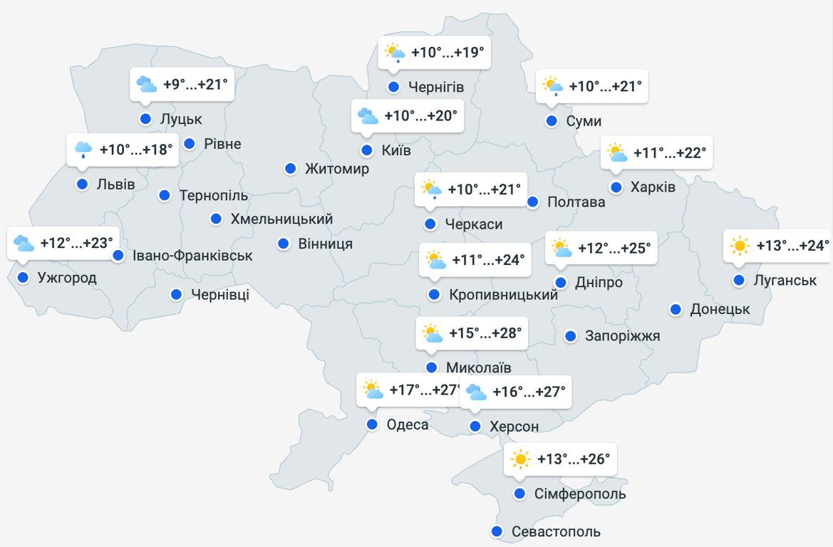 Прогноз погоди в Україні на 17 червня