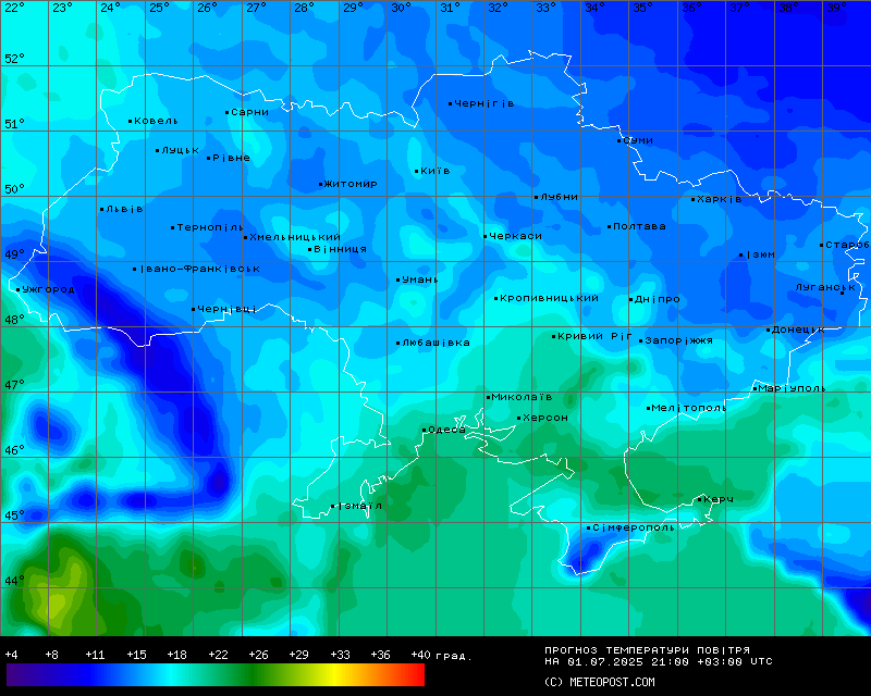 Температури в Україні 1 липня 2025 року