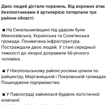 В результате атаки на Днепропетровщину пострадали два человека - фото 1