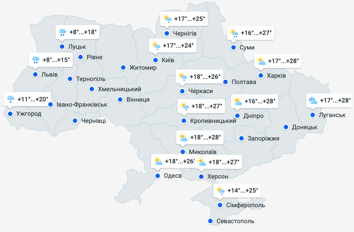 Прогноз погоди в Україні на 12 червня