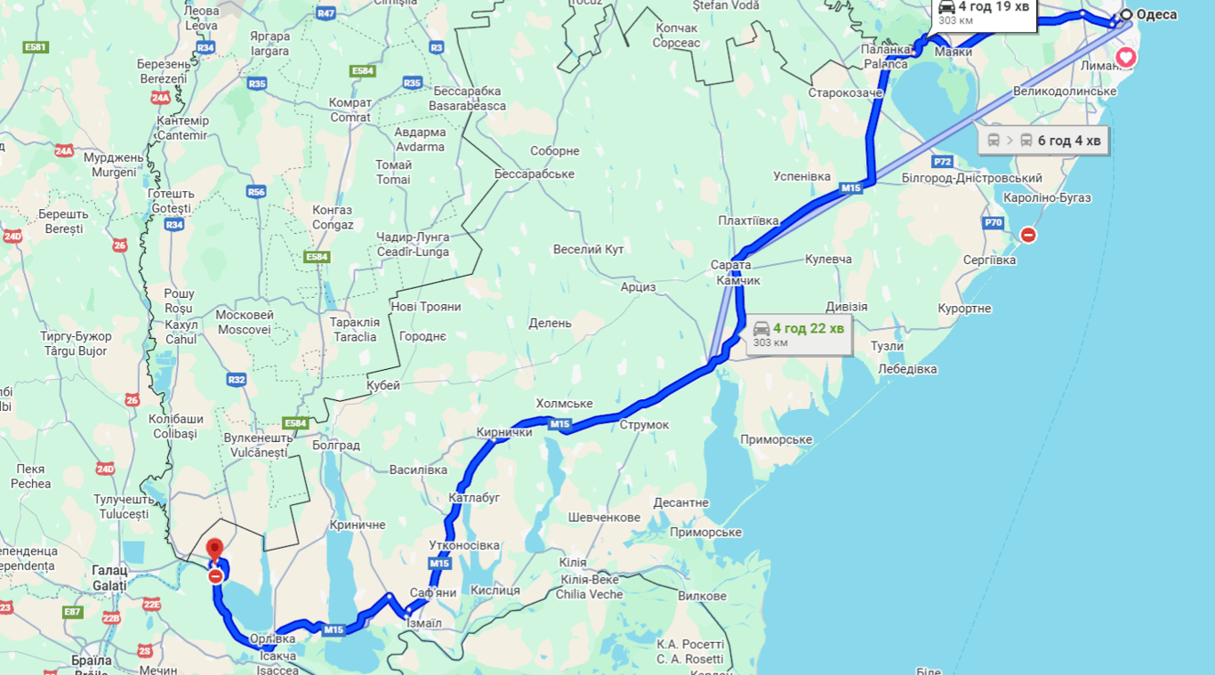 Затори на трасі Одеса-Рені