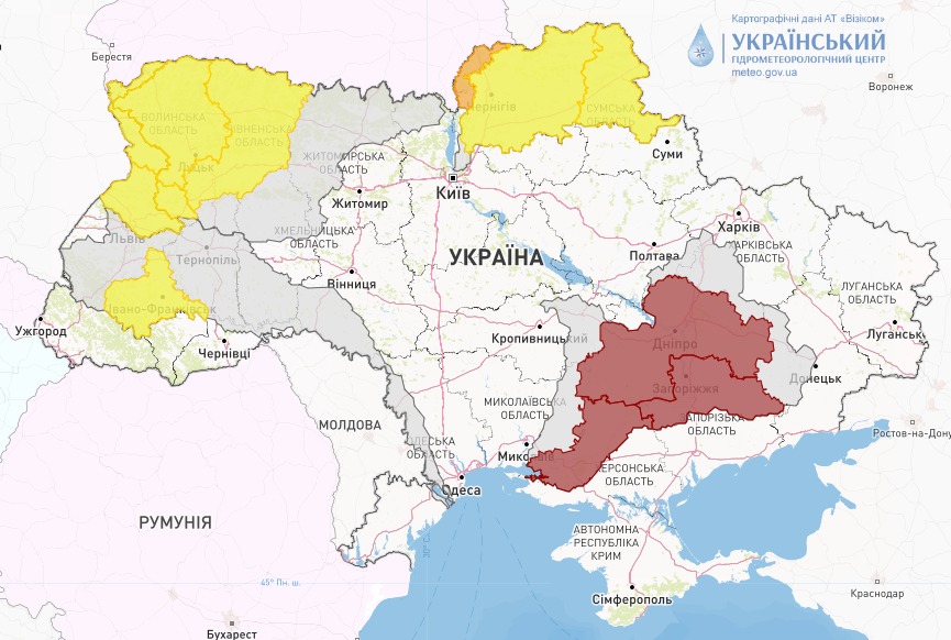 Мапа небезпеки підтоплень в Україні сьогодні, 30 січня, від Укргідрометцентру