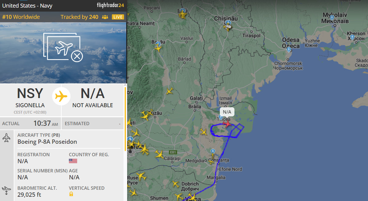 Самолет НАТО рядом с Одесской областью