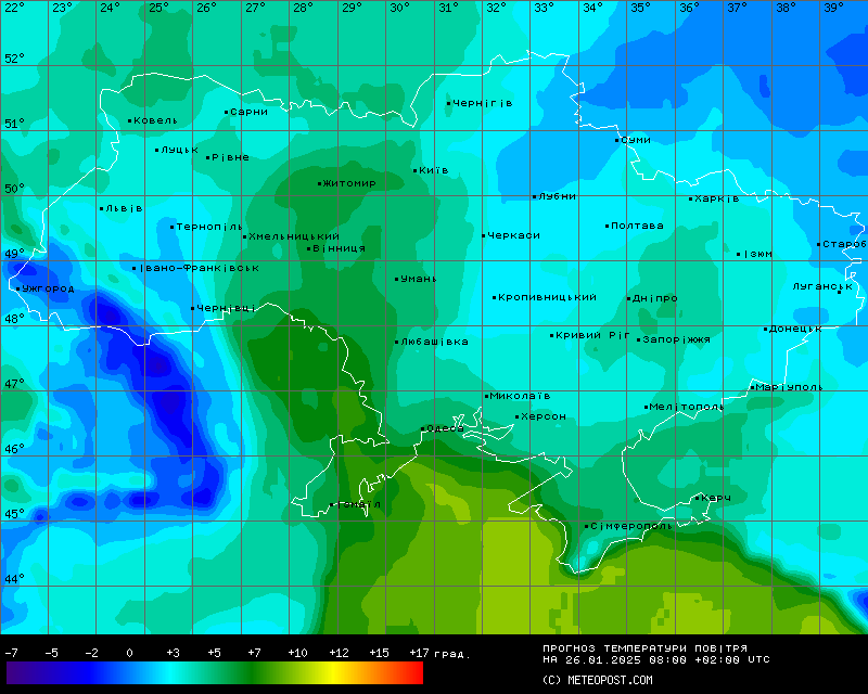 Температурные показатели 26 января 2025 года