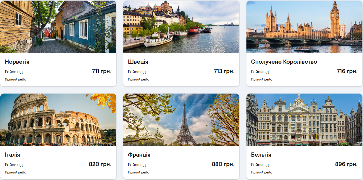 Самые дешевые направления из Варшавы