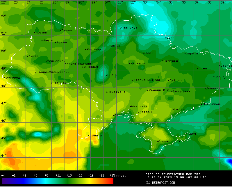 Прогноз погоди в Україні 25 квітня