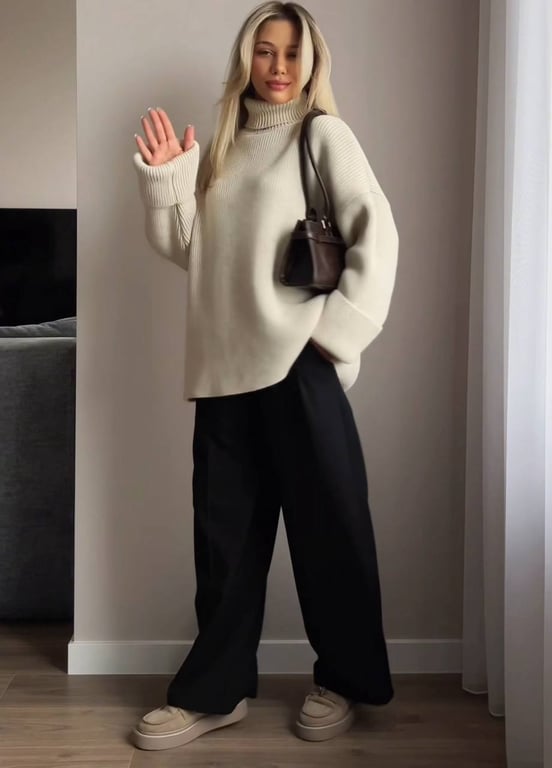 Образ з светрами і штанами, що в тренді