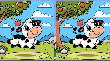 Лишь сообразительные найдут три отличия на рисунке с милой веселой коровкой - 285x160