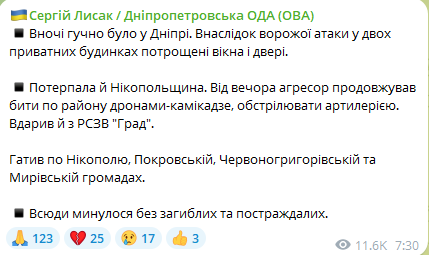 обстріл Дніпра