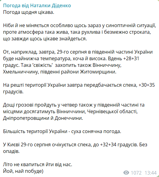 погода 29 августа