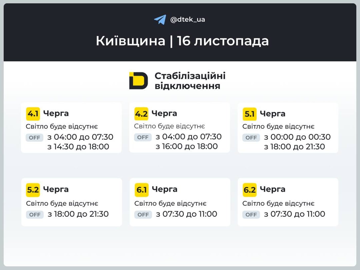 Графіки відключення світла