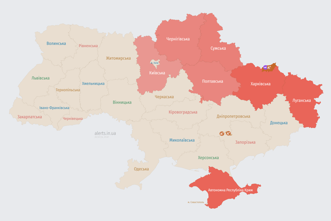Повітряна тривога вночі 20 липня