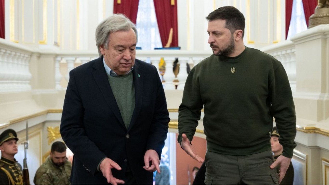 Зеленський на зустрічі з Гутеррішем заявив, що саме Україна захищає цілі та принципи Статуту ООН