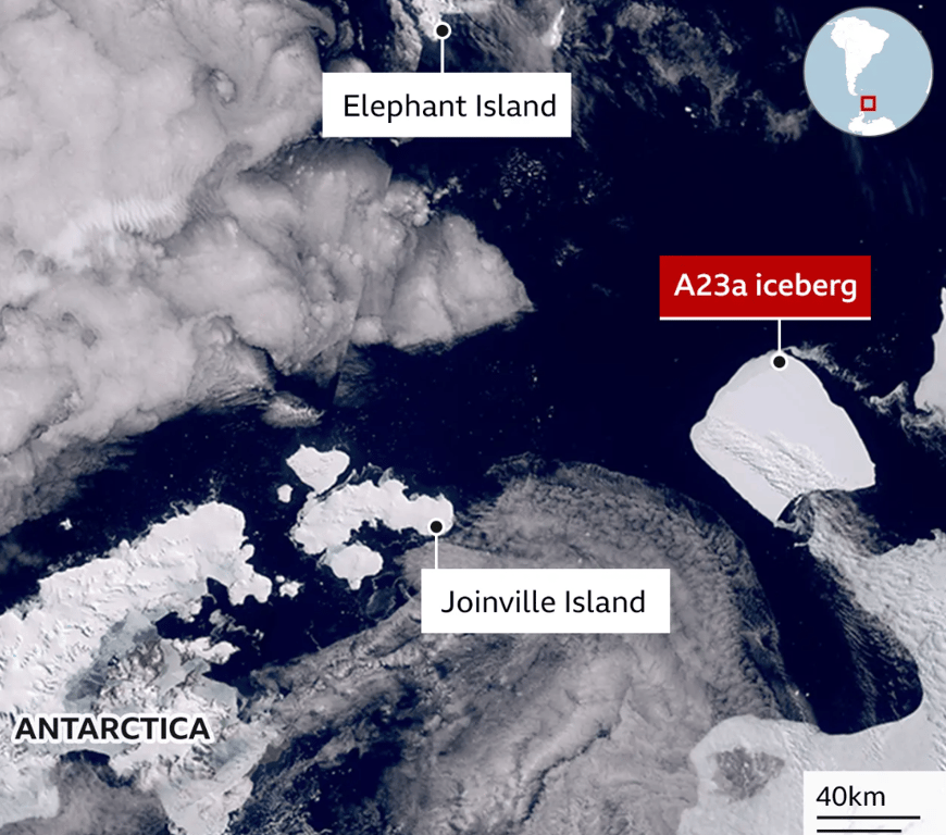 Движение айсберга А23а по Антарктическому океану