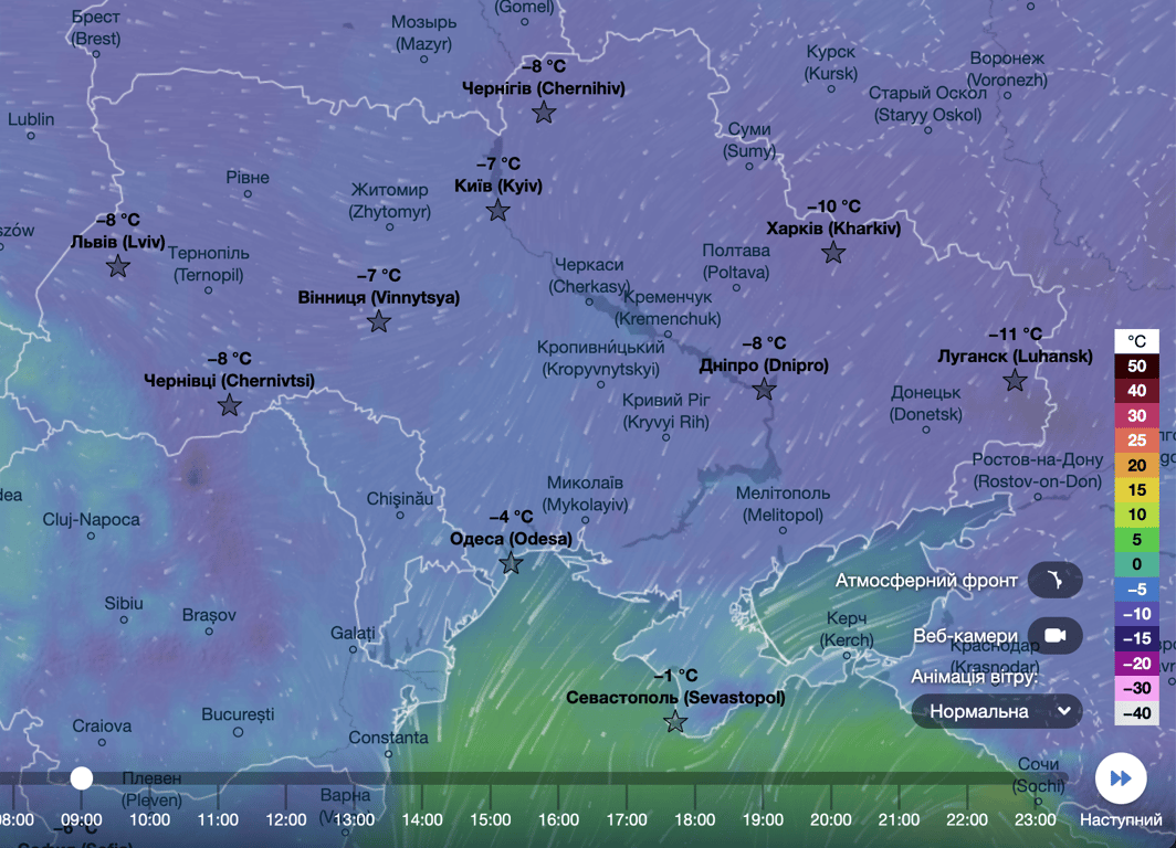 Карта температур