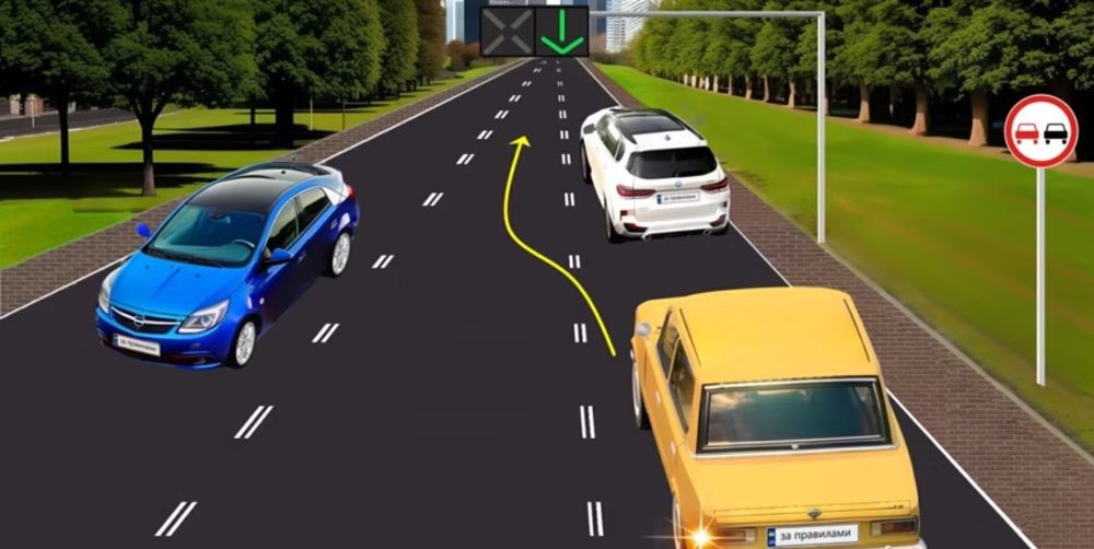 Сложный ПДД тест — разрешено ли желтому авто опережение - фото 1