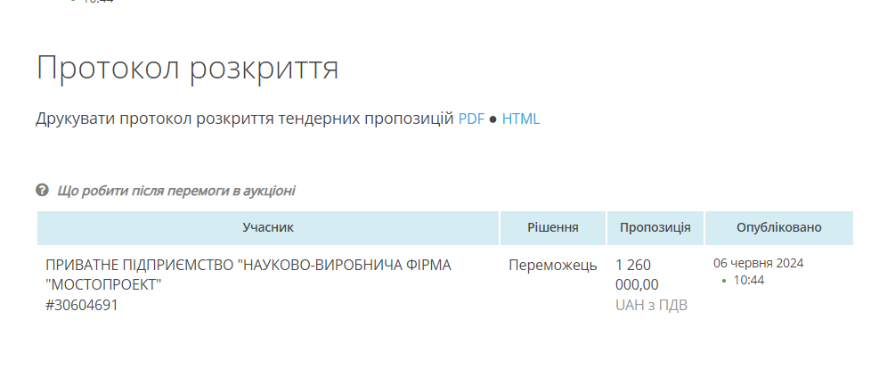 Обрали переможця для документації для КПП