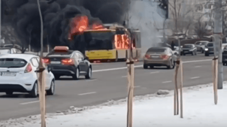 У Києві посеред дороги загорівся тролейбус - 285x160