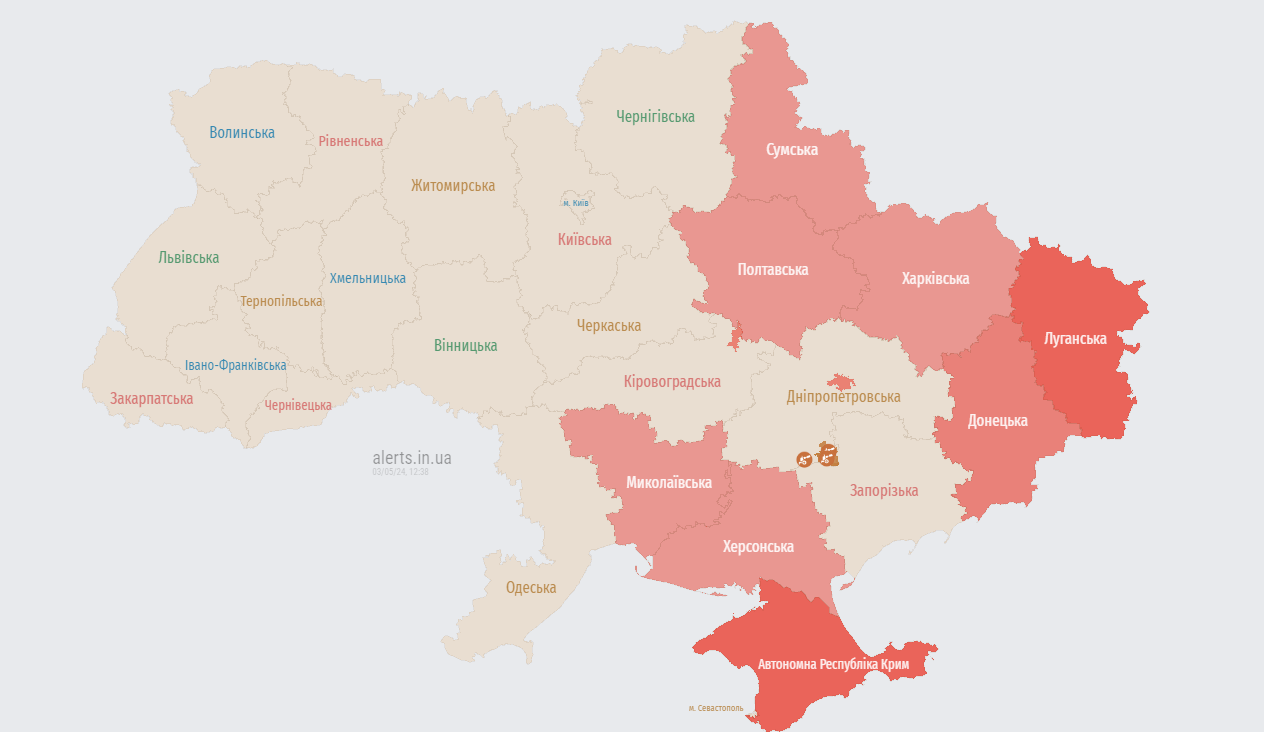 Повітряна тривога 3 травня в Україні