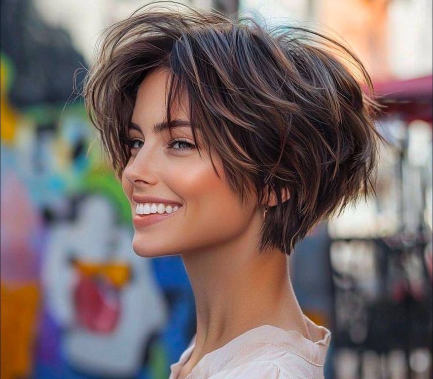 Піксі на хвилястому волоссі має особливий вигляд