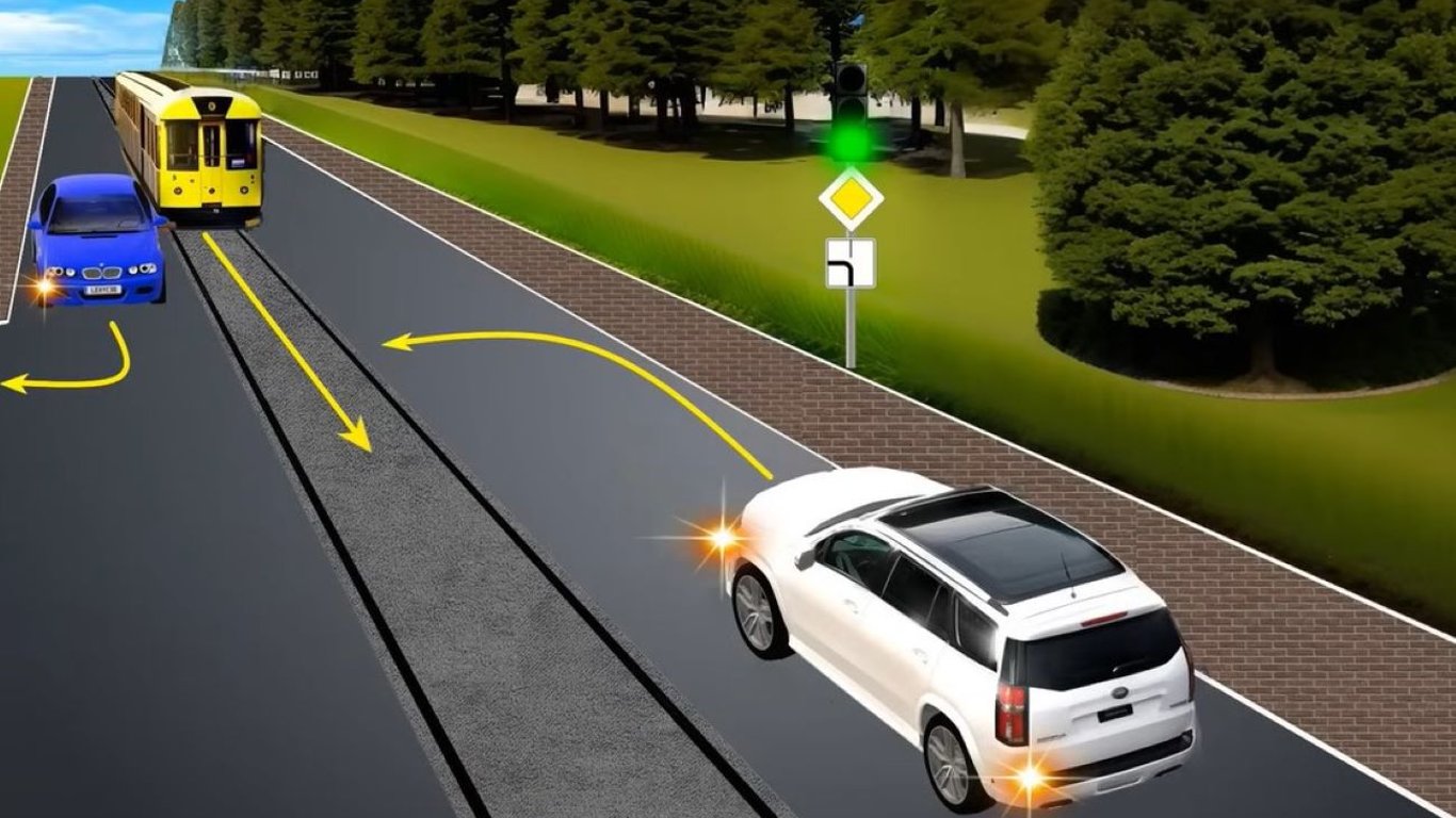 Тест з ПДР: допоможіть водію білого авто вчинити правильно на перехресті