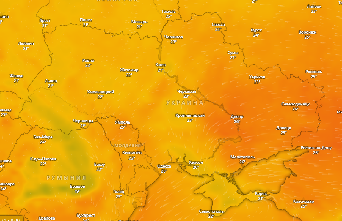 температура 31 серпня