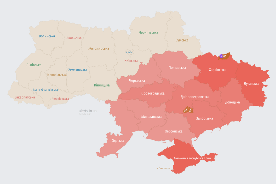 Нічний обстріл України 24 липня