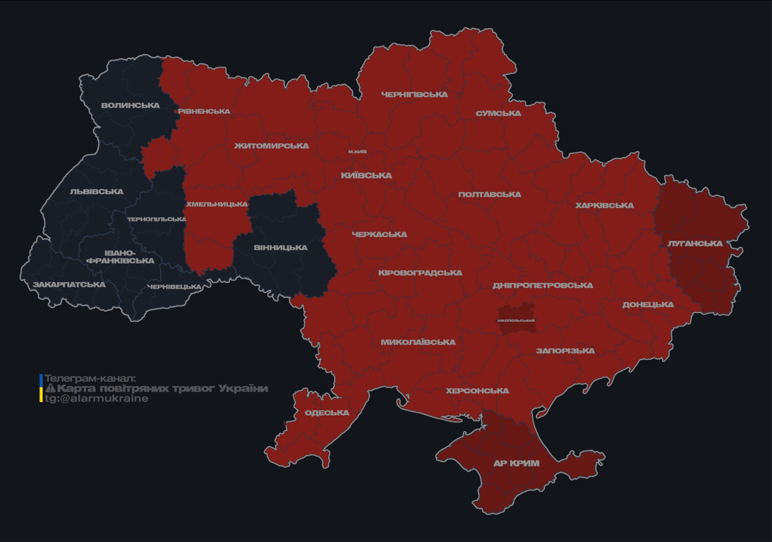Повітряна тривога в Україні 26 серпня