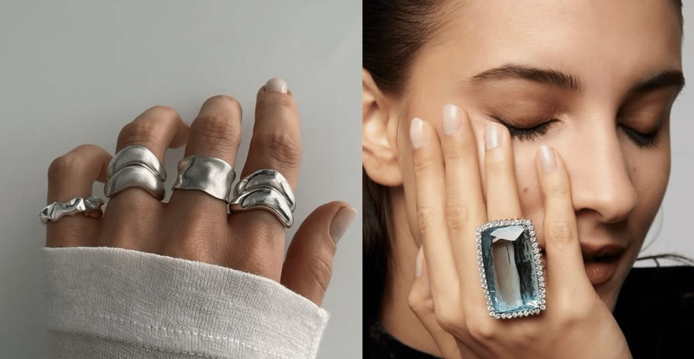 Кольца необычной формы в моде