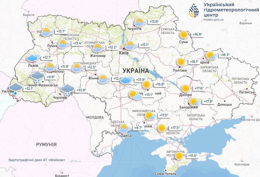 Прогноз погоди в Україні на 16 квітня