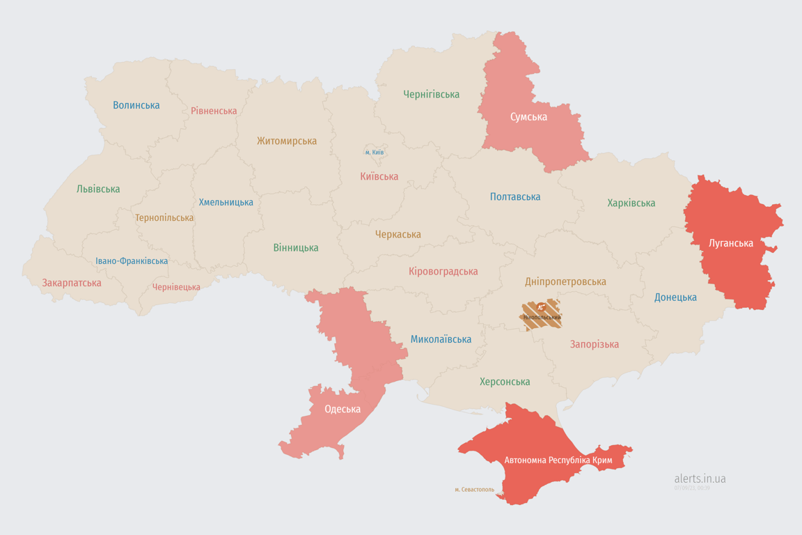 Мапа повітряних тривог в Україні