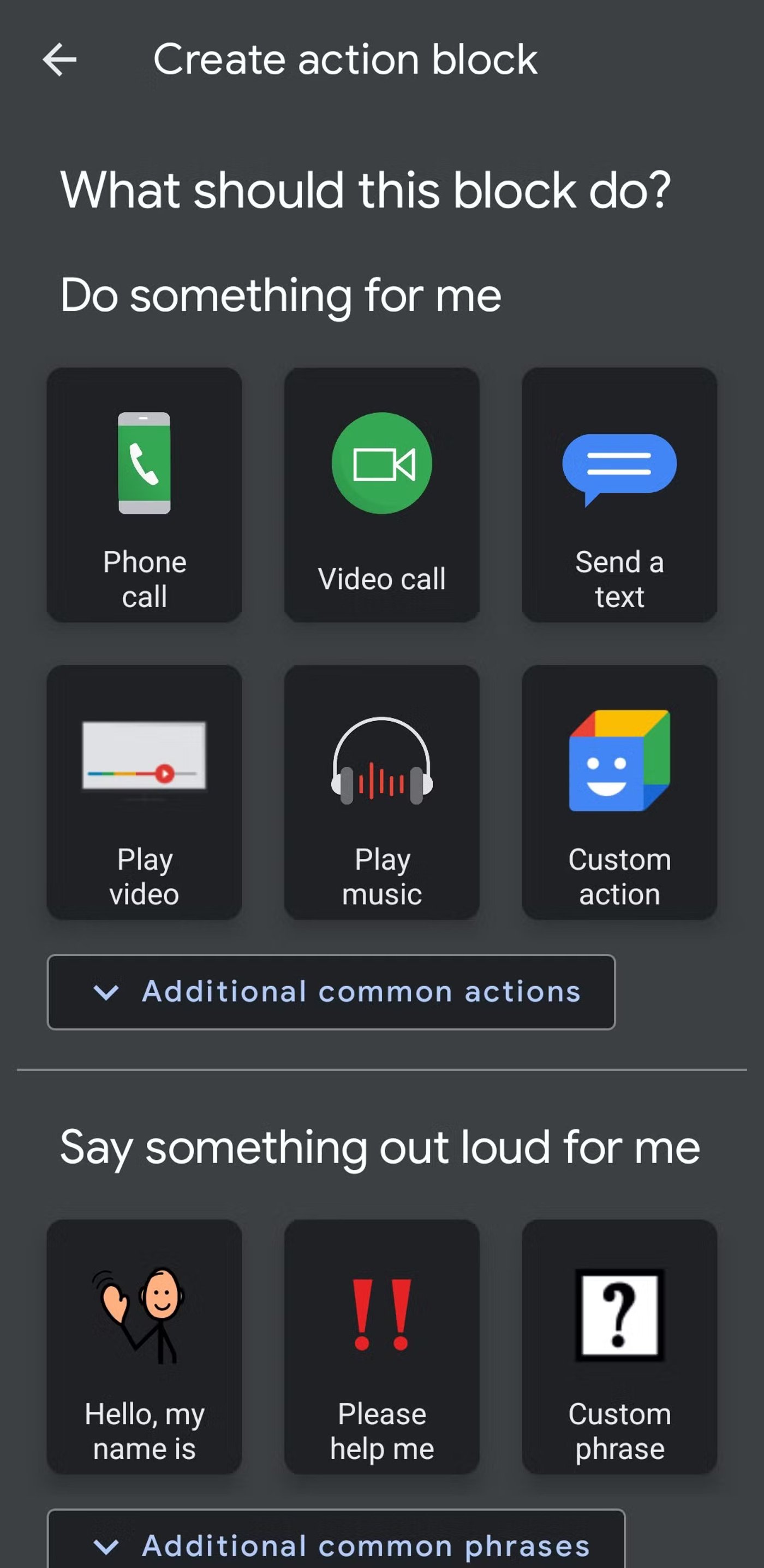 Blocks of actions in Action blocks