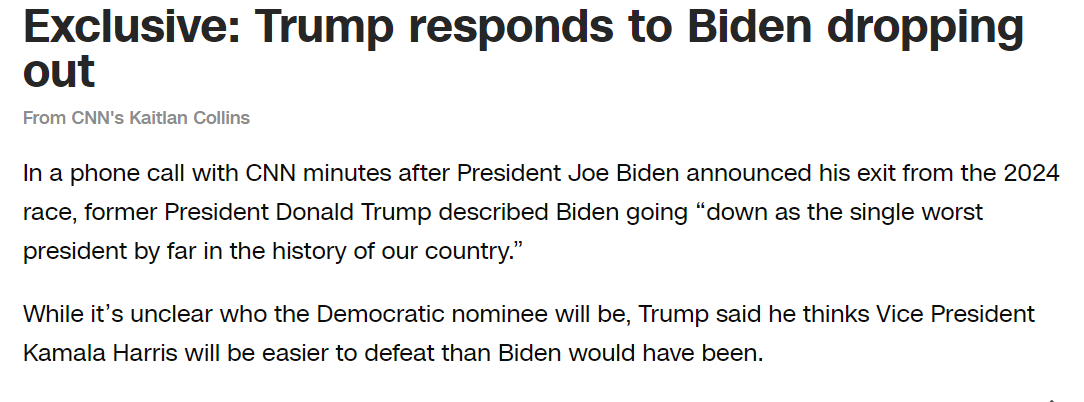Трамп прокоментував вихід Байдена з президентської гонки - фото 1