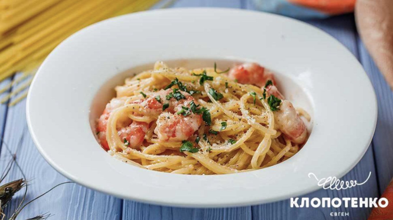 рецепт пасти з креветками у вершковому соусі