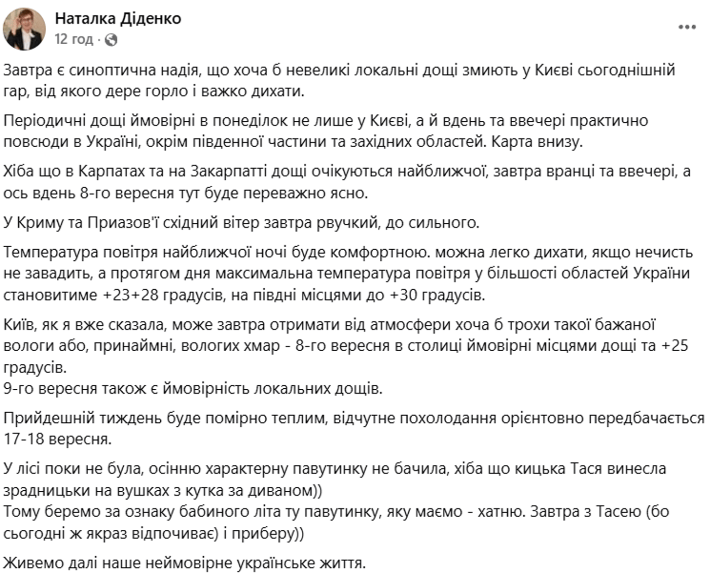 Діденко погода 8 вересня