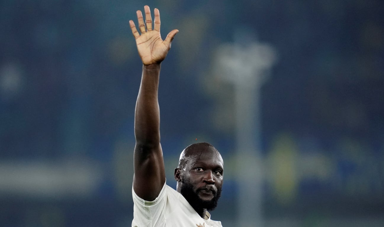 Бельгийский форвард Ромелу Лукаку во время поединка