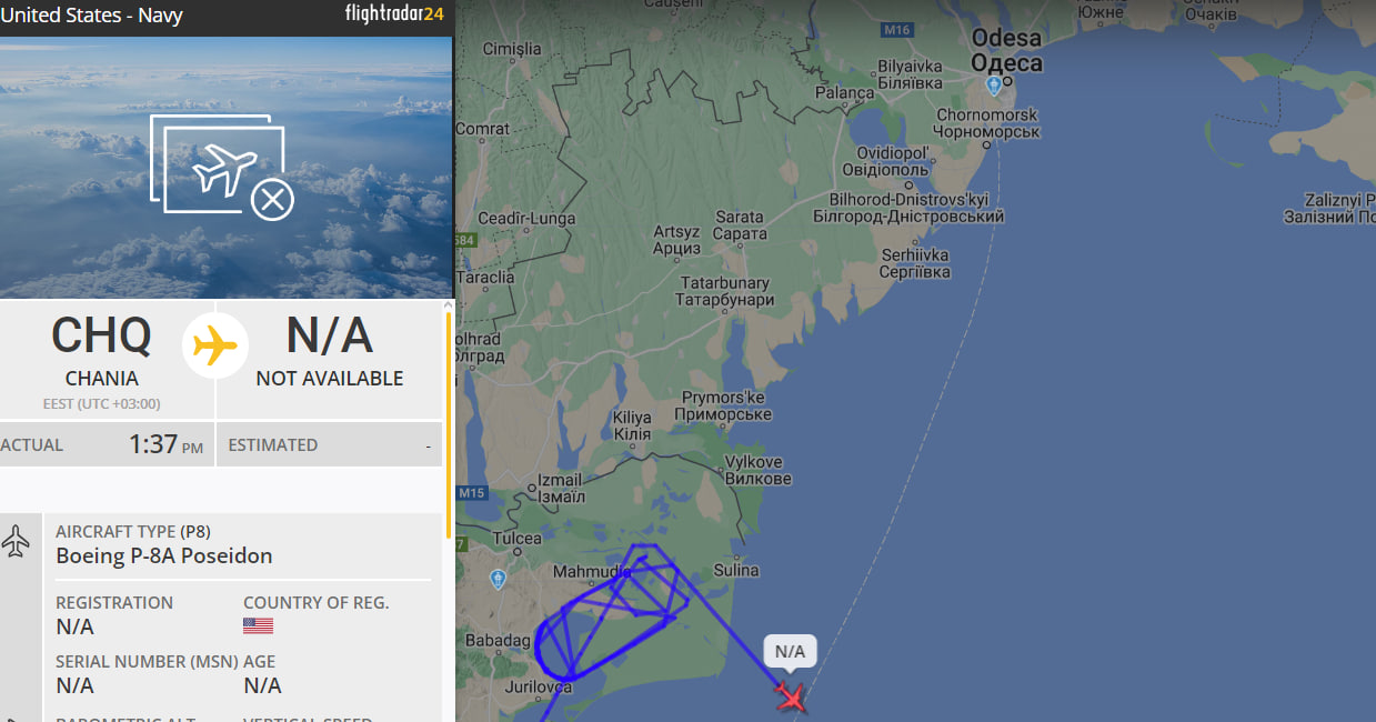 Літак НАТО над Чорним морем зараз, 25 травня