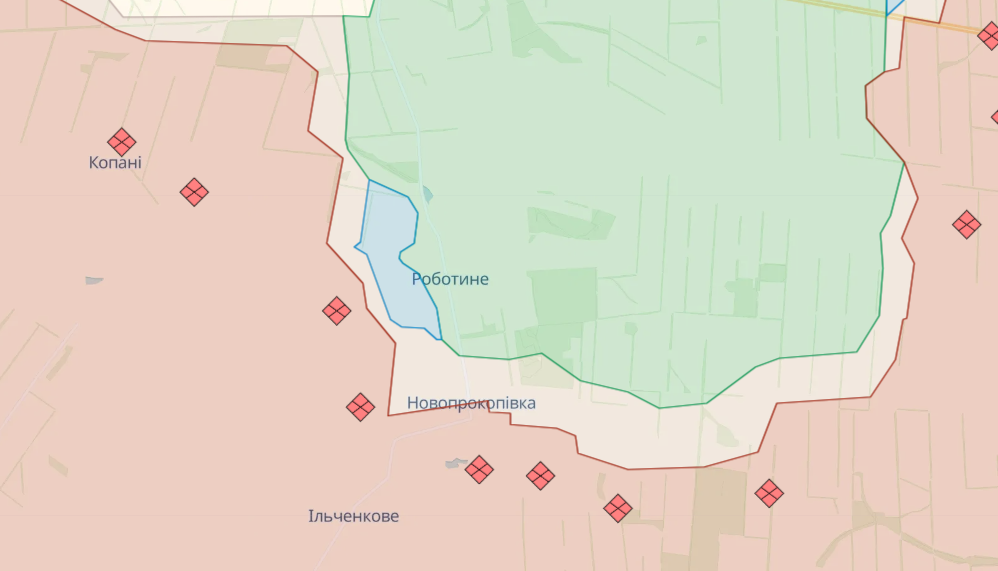 Карта боевых действий на Запорожском направлении от DeepState