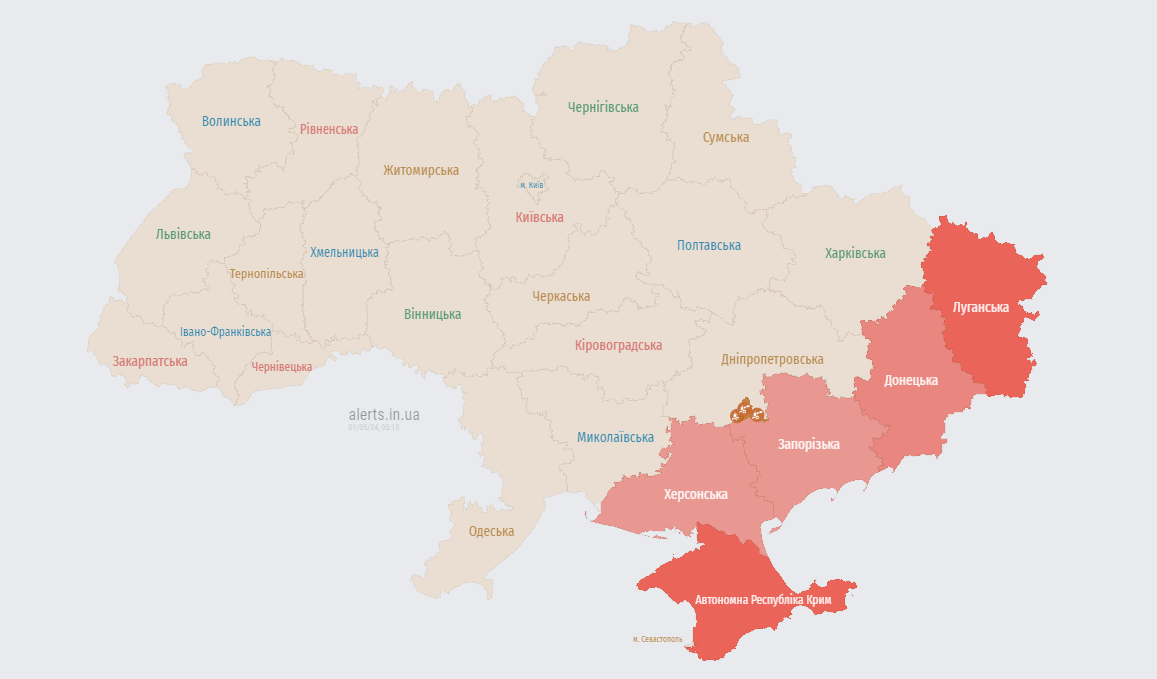 Повітряна тривога в Україні вночі 1 травня 