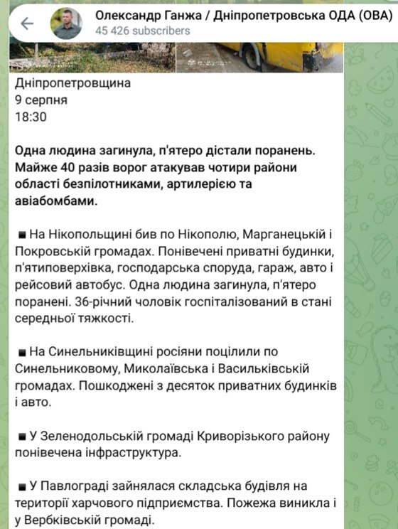 РФ майже 40 разів атакувала Дніпропетровщину: наслідки - фото 1