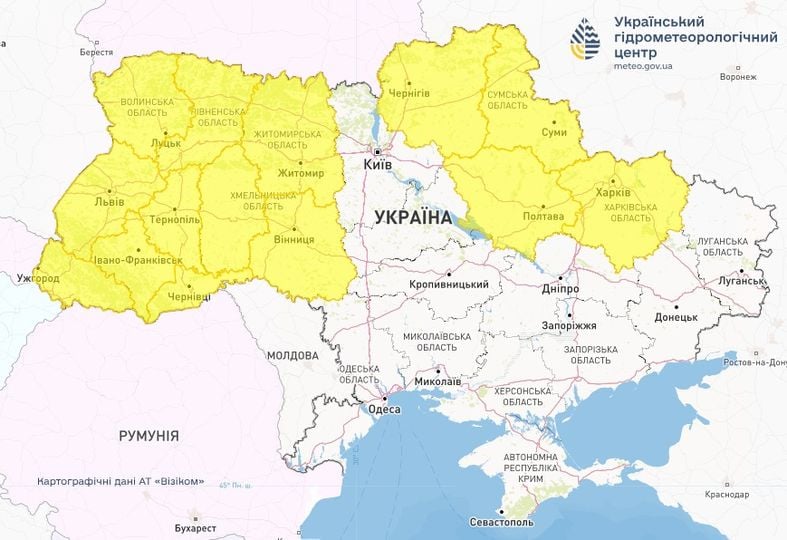 Опасные стихийные и метеорологические явления в Украине 25 октября