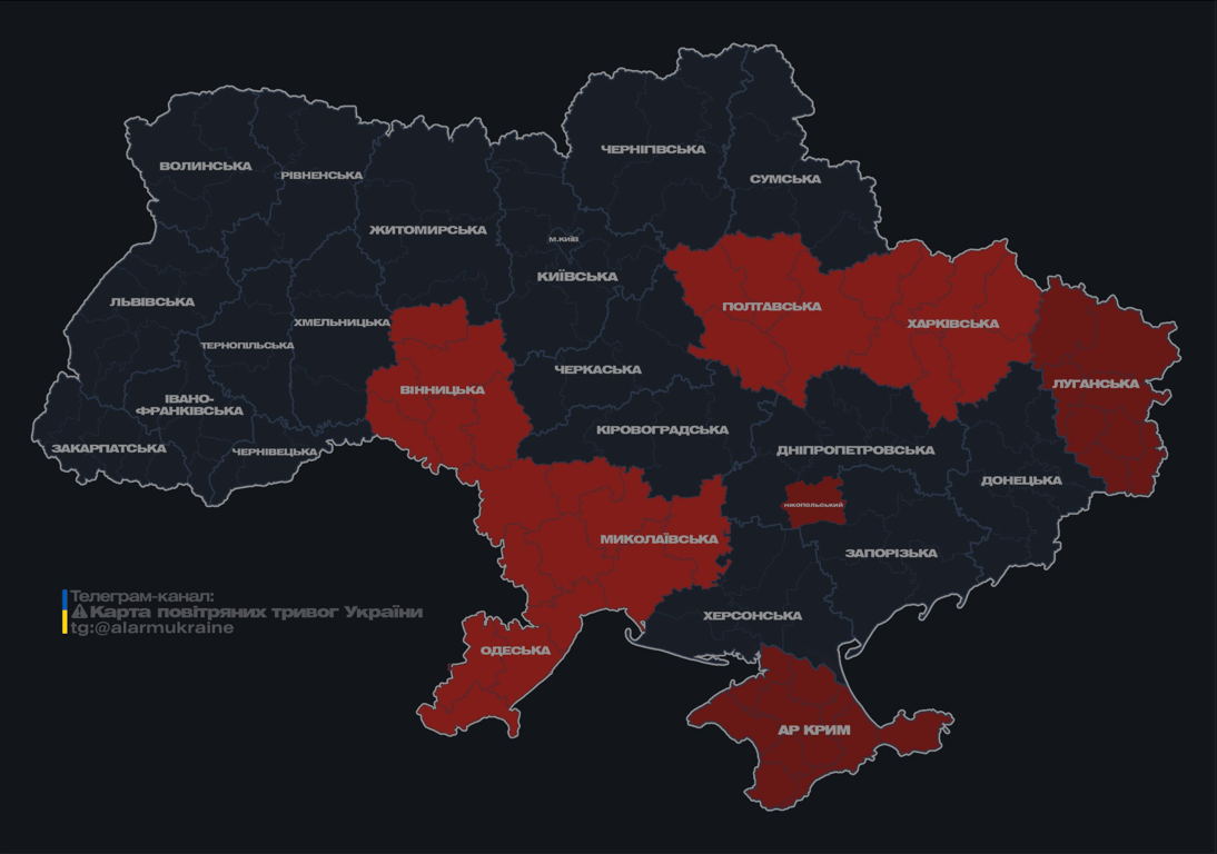 Воздушная тревога ночью 9 октября