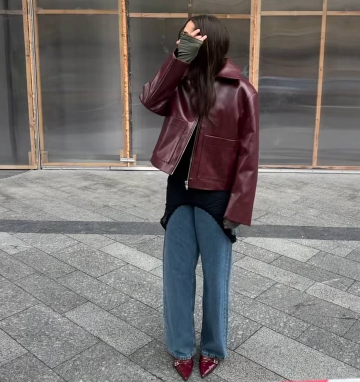 Wide pants and a leather jacket - the basis for every day